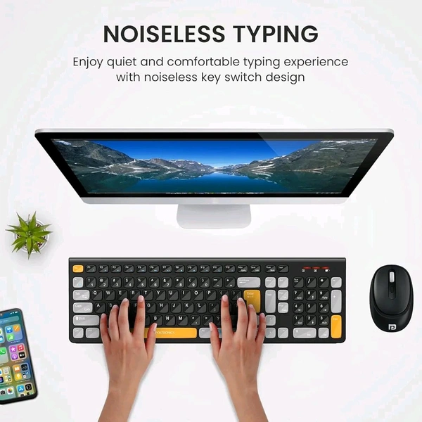 Portronics Key7 Combo Wireless Keyboard & Mouse – With Copilot AI, 2.4 GHz USB Receiver, 12 Shortcut Keys, Adjustable DPI Mouse (Up to 1600), 10M Key Life