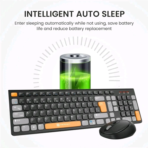 Portronics Key7 Combo Wireless Keyboard & Mouse – With Copilot AI, 2.4 GHz USB Receiver, 12 Shortcut Keys, Adjustable DPI Mouse (Up to 1600), 10M Key Life