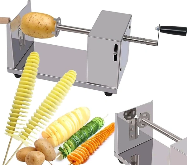SpiraChef Tornado Curly Fry Cutter – Manual Spiral Potato Slicer with Stainless Steel Skewers & Reusable Stick | Perfect for French Fries!
