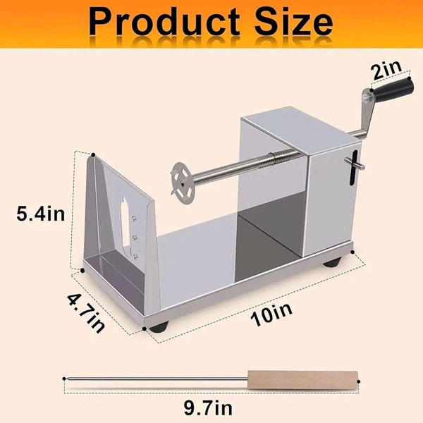 SpiraChef Tornado Curly Fry Cutter – Manual Spiral Potato Slicer with Stainless Steel Skewers & Reusable Stick | Perfect for French Fries!