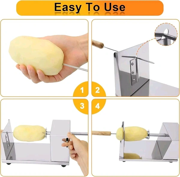 SpiraChef Tornado Curly Fry Cutter – Manual Spiral Potato Slicer with Stainless Steel Skewers & Reusable Stick | Perfect for French Fries!