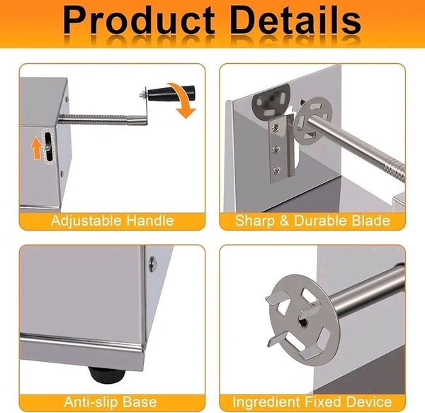 SpiraChef Tornado Curly Fry Cutter – Manual Spiral Potato Slicer with Stainless Steel Skewers & Reusable Stick | Perfect for French Fries!