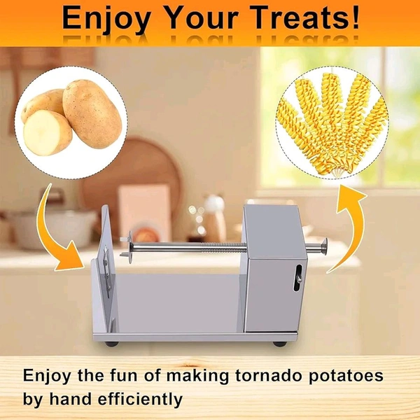 SpiraChef Tornado Curly Fry Cutter – Manual Spiral Potato Slicer with Stainless Steel Skewers & Reusable Stick | Perfect for French Fries!