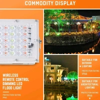 FOZZBEE 50 Watt Brick Ultra Bright Lens RGB LED Flood Light – Multi-Colour Outdoor Light with Remote Control