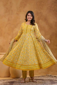 Mustard Anarkali Kurta Set - 40