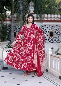 Elegant Maroon Floral Anarkali Kurta Set - 38
