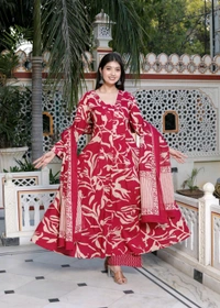 Elegant Maroon Floral Anarkali Kurta Set - 38