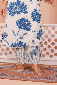 2 Piece Blue Blossom Long Kurti Set - 38