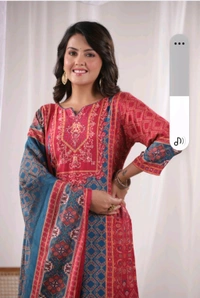 Pink and Blue Stright Printed Kurta Set - 44