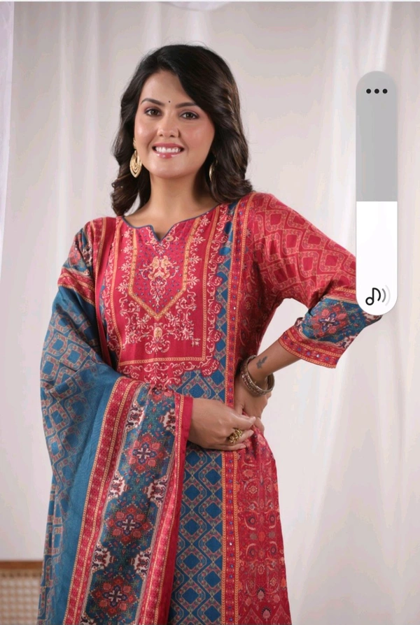 Pink and Blue Stright Printed Kurta Set - 44
