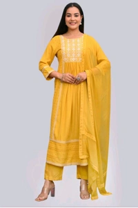 Yellow Side Slit Stright Kurta set - 38