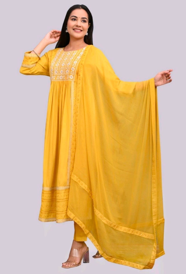 Yellow Side Slit Stright Kurta set - 42