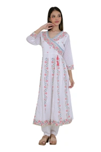White Floral Embroidered Anarkali Kurta Set - 38