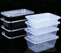Polypack Food Grade  Reliance Double Lock Rectangular Container with Anti Freezing And Microwave Poof ( No Leakage Garanted ) - Black, 500ml, White