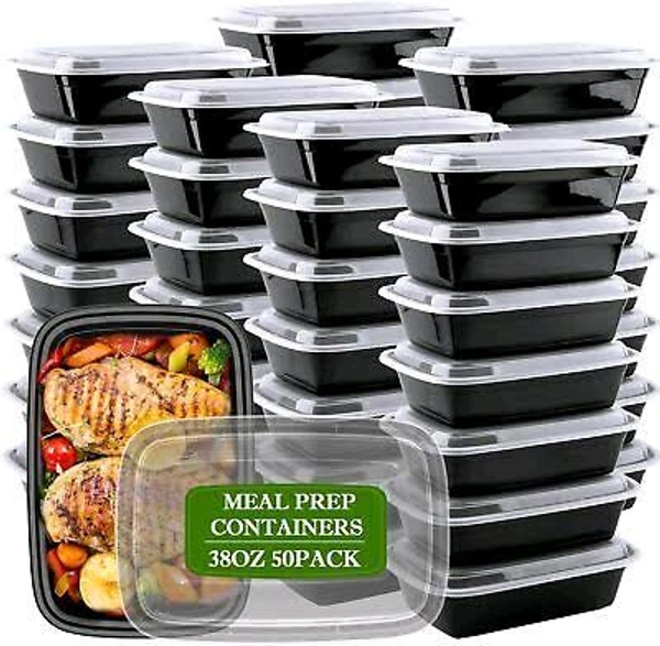 Polypack Food Grade  Reliance Double Lock Rectangular Container with Anti Freezing And Microwave Poof ( No Leakage Garanted ) - Black, White, 750 Ml