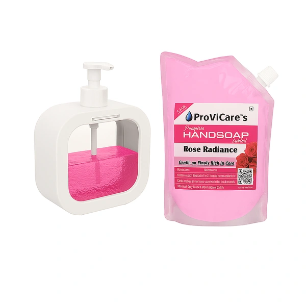 ProViCare Handwash Dispenser + Handwash Liquid - 1 Ltr - Rose Radiance