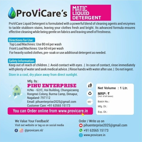 ProViCare Matic Detergent Liquid Premium - 500 ml