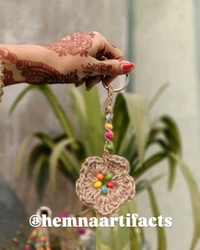 Floral Jute Keychain  - Raw Sienna, 6 Inches