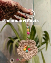 Floral Jute Keychain  - Raw Sienna, 6 Inches