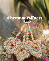 Floral Jute Keychain  - Raw Sienna, 6 Inches