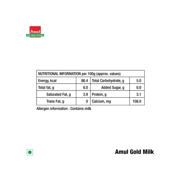 Amul Gold Full Cream Milk - 500 Ml