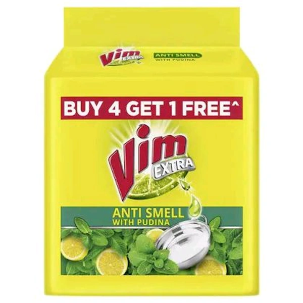 Vim Extra Anti Smell Pudina Dishwash Bar 190 g (Buy 4 Get 1 Free)