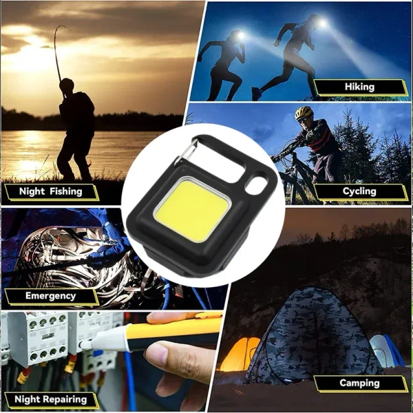 LED Battery Operated Keychain Flashlight with Folding Bracket Bottle Opener (1 Pc)