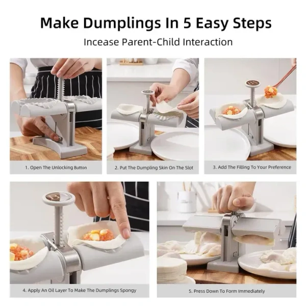 Double-Head Dumpling Maker Mold – Press Two Dumplings at Once (Brown Box)