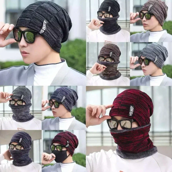 Ultra Soft Unisex Woolen Beanie Cap Plus Muffler Scarf - free