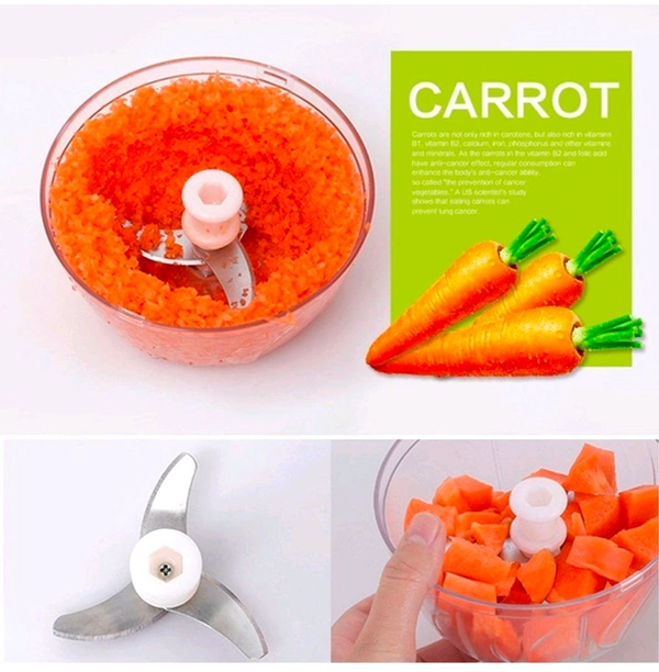Manual Food Chopper, Compact & Powerful Hand Held Vegetable Chopper / Blender - Free, White