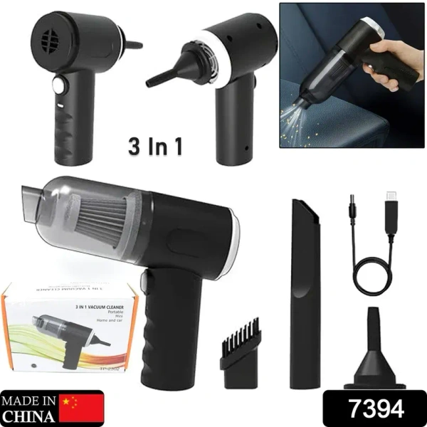 3 in 1 Mini Car Vacuum – Wireless, Rechargeable, Blower & Dust Cleaner for Car, Home & Keyboard by DeoDap