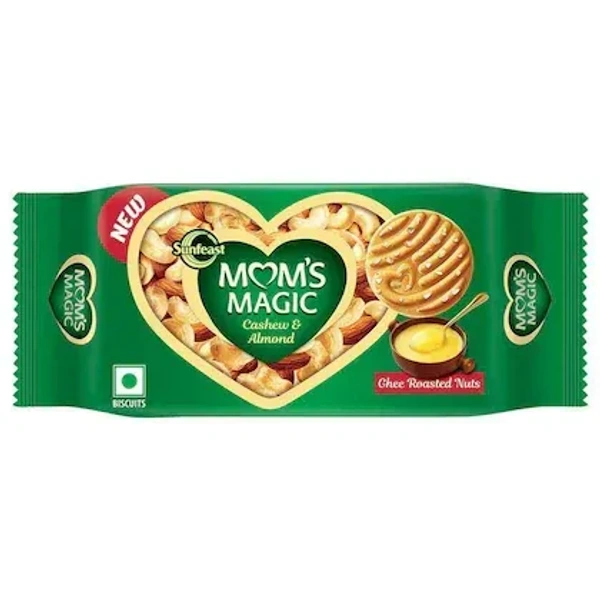 Sunfeast Mom's Magic Rich Cashew Almond Cookies | Roasted Cashew Almond Biscuits | Rich Butter Cookies | Mom's Favorite Baked Cookies 189 g