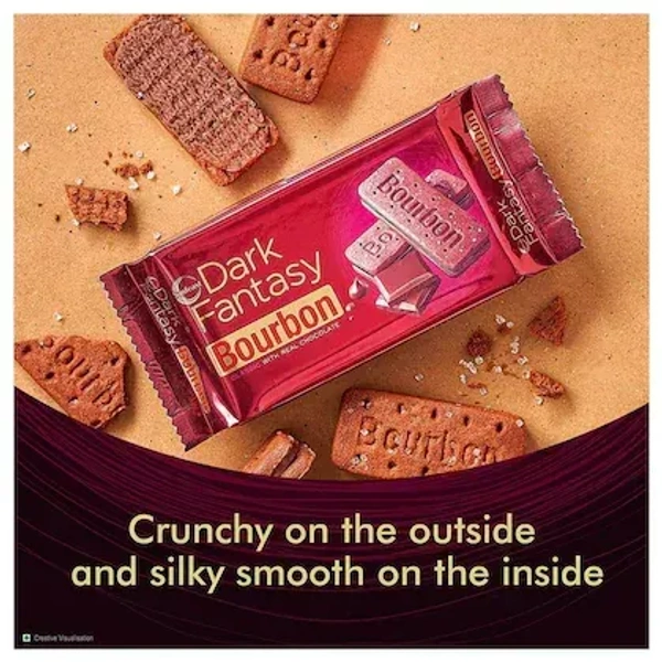 Sunfeast Dark Fantasy Bourbon a Classic Biscuit Made with Real Chocolate 111.6 g