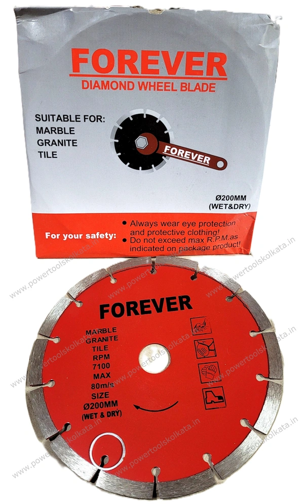 Forever FOREVER Diamond Wheel Blade 8" (200mm) – Segmented Blade for Marble, Granite & Tile (Wet & Dry Use)