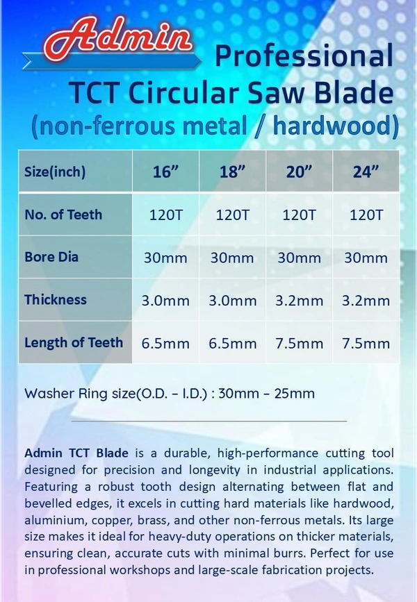 Admin TCT Circular Saw Blade 20" - 20"x120T