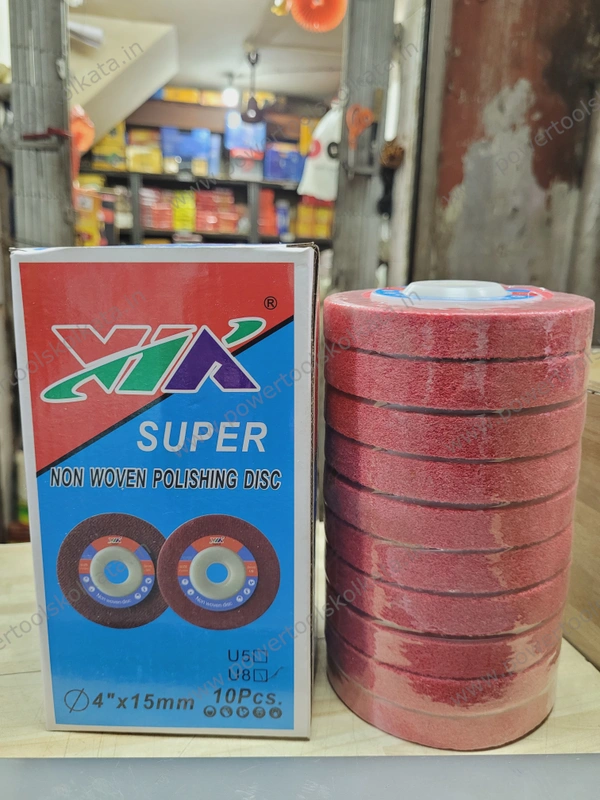 Via 4” Non-Woven Polishing Wheel – U5 Grade | 15mm Thick | Pack of 10