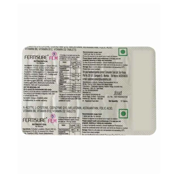 Rx FERTISURE FEM-1X10 TABLETS - 1X10 TABLETS