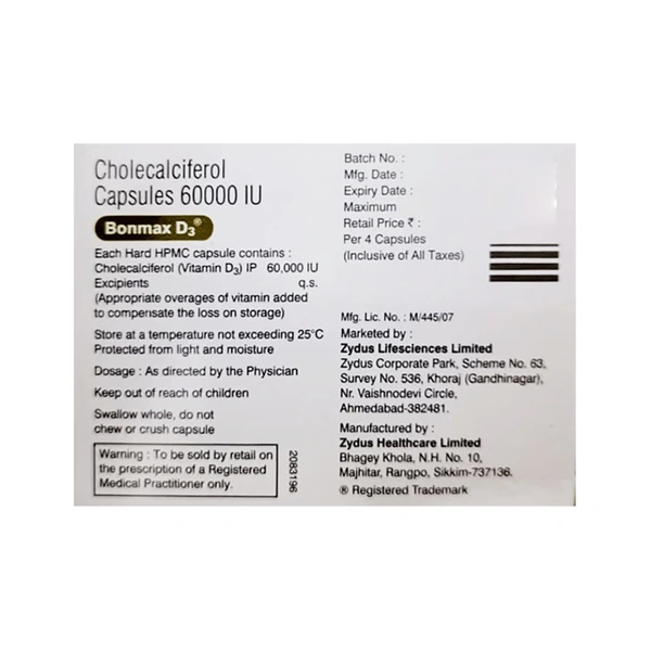 Rx BONMAX D3 - 1X4 CAPSULES - 1X4