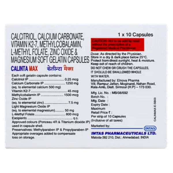 Rx CALINTA MAX -1X10 CAPSULES - 1X10 CAPSULES