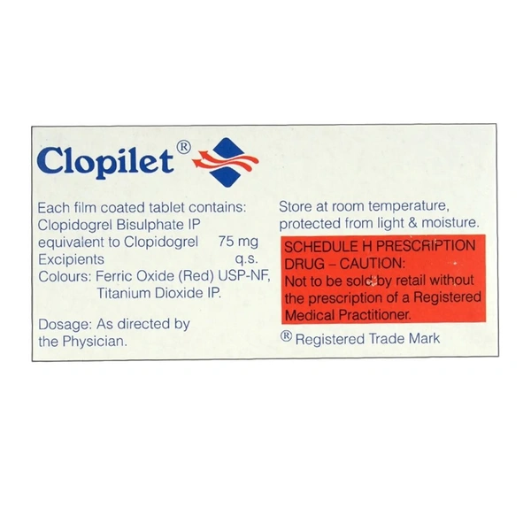 Rx CLOPILET-1X15 TABLETS - 1X15 TABLETS