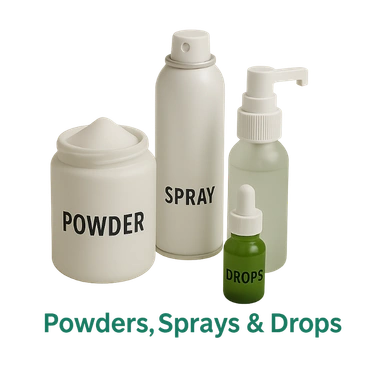 SPRAYS,POWDERS AND DROPS