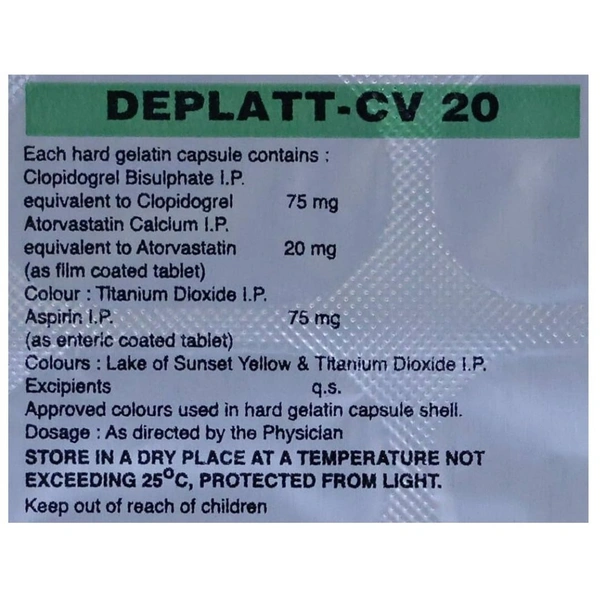Rx DEPLATT CV 20-1X15 TABLETS - 1X15 TABLETS