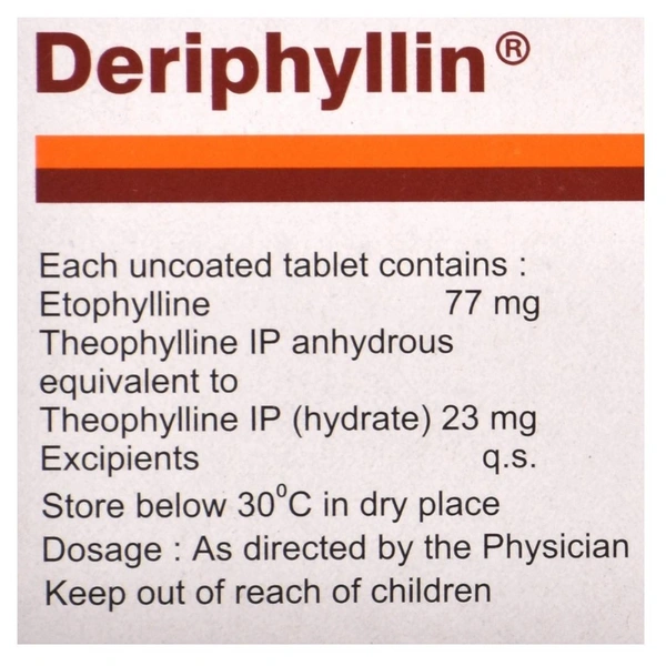 Rx DERIPHYLLIN -1X30 TABLETS - 1X30 TABLETS