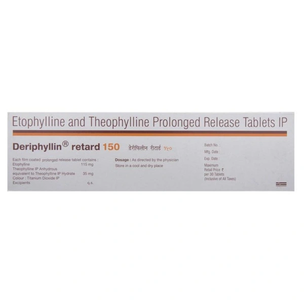 Rx DERIPHYLLIN RETARD 150 -1X30 - 1X30 TABLETS