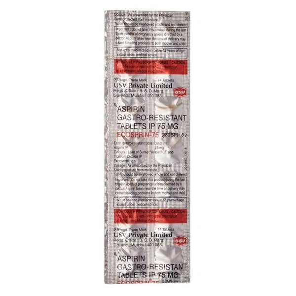 Rx ECOSPRIN 75-1X14 TABLETS - 1X14 TABLETS