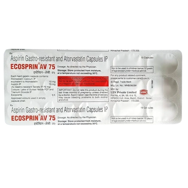 Rx ECOSPRIN AV 75-1X15 CAPSULES - 1X15 CAPSULES