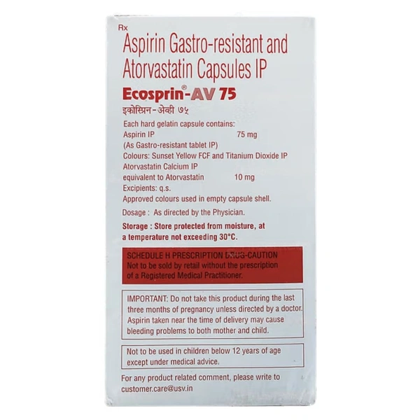 Rx ECOSPRIN AV 75-1X15 CAPSULES - 1X15 CAPSULES