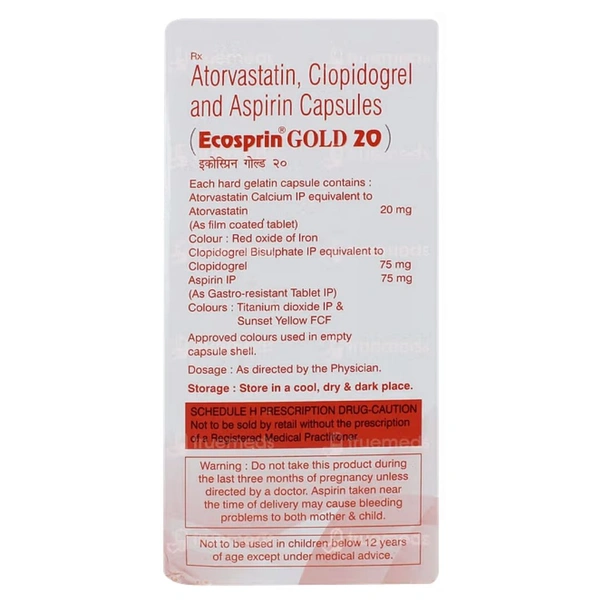 Rx ECOSPRIN GOLD 20-1X15 CAPSULES - 1X15 CAPSULES