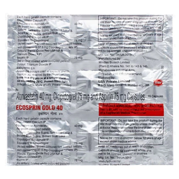 Rx ECOSPRIN GOLD 40-1X15 CAPSULES - 1X15 CAPSULES