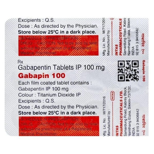Rx GABAPIN 100-1X15 TABLETS - 1X15 TABLETS
